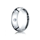 Palladium 6mm Comfort-Fit Burnish Set 8-Stone Diamond Eternity Ring (.32ct)