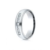 PLATINUM 6mm Comfort-Fit Channel Set 7-Stone Diamond  Ring (.42ct)