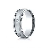 Platinum 8mm Comfort-Fit burnish Set 6-Stone Diamond Eternity Ring with Milgrain (.48ct)