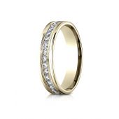 14k Yellow Gold 4mm Comfort-Fit Channel Set  Diamond Eternity Ring.