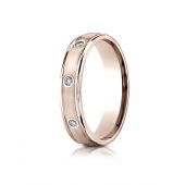 14k Rose Gold 4mm Comfort-Fit burnish Set 8-Stone Diamond Eternity Ring (.16ct)