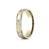 14k Yellow Gold 4mm Comfort-Fit burnish Set 8-Stone Diamond Eternity Ring (.16ct)