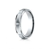 Platinum 4mm Comfort-Fit Satin-Finished 8 High Polished Center Cuts and Round Edge Carved Design Band