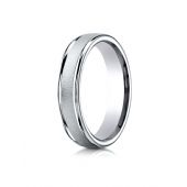Platinum 4mm Comfort-Fit Wired-Finished High Polished Round Edge Carved Design Band