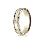 14k Yellow Gold 6mm Comfort-Fit burnish Set 8-Stone Diamond Eternity Ring with Milgrain (.32ct)