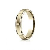 18k Yellow Gold 4mm Comfort-Fit Satin-Finished 8 High Polished Center Cuts and Round Edge Carved Design Band