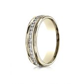 14k Yellow Gold 6mm Comfort-Fit Channel Set  Diamond Eternity Ring.