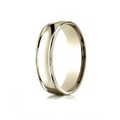 14k Yellow Gold 6mm Comfort-Fit  high polish finish round edge Design band