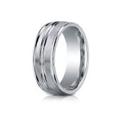 Cobaltchrome 8mm Comfort-Fit Satin-Finished High Polished Center & Round Edge Design Ring
