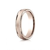 14k Rose Gold 4mm Comfort-Fit Wired-Finished High Polished Round Edge Carved Design Band