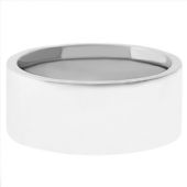 14k White Gold 7mm Comfort Fit Flat Wedding Band Heavy Weight