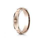 14k Rose Gold 4mm Comfort-Fit Satin-Finished 8 High Polished Center Cuts and Round Edge Carved Design Band