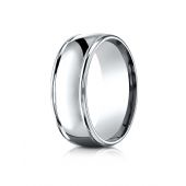 14k White Gold 8mm Comfort-Fit  high polish finish round edge Design band