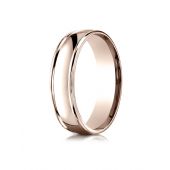 14k Rose Gold 6mm Comfort-Fit  high polish finish round edge Design band