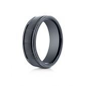 Blackened Cobaltchrome 7mm Round Edge Satin Center Comfort Fit Ring