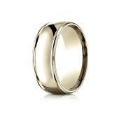 14k Yellow Gold 8mm Comfort-Fit  high polish finish round edge Design band