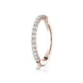 14k Rose Gold 2mm high polish Shared Prong 16 Stone Diamond Ring (.32)