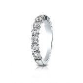 14k White Gold 3mm high polish Shared Prong 9 Stone Diamond Ring (.99)