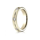 14k Yellow Gold 4mm Comfort-Fit Princess Cut Burnish Set 6-Stone Eternity Ring (.30ct)