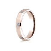 14k Rose Gold 4mm Comfort-Fit Princess Cut Burnish Set 6-Stone Eternity Ring (.30ct)