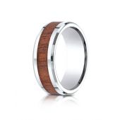 Cobaltchrome 8mm Comfort-Fit Drop Beveled Rosewood Inlay Cobalt Ring