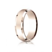 14k Rose Gold 7mm Comfort-Fit High Polished Carved Design Band