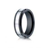 Cobaltchrome7mm Comfort-Fit Ceramic Beveled Edge Design Ring