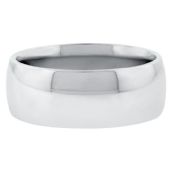 18k White Gold 8mm Comfort Fit Dome Wedding Band Heavy Weight