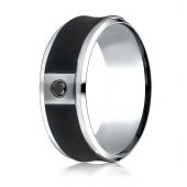 Cobaltchrome 9 mm Comfort Fit Blackened Concave Diamond Ring (.06ct)