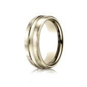 14k Yellow Gold 7.5mm Comfort-Fit Satin-Finished High Polished Center Cut Carved Design Band