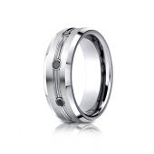 Cobaltchrome 7.5mm Comfort-Fit  3-Stone Black Diamond Design Ring (.20ct)