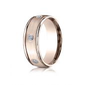 14k Rose Gold 8mm Comfort-Fit burnish Set 6-Stone Diamond Eternity Ring (.48ct)