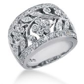 14K White Gold Floral Vine Design Diamond Anniversary Ring (0.75ctw.)