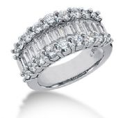 14K Round Brilliant, Straight Baguette Diamond Anniversary Ring (3.88ctw.)