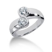 14K White Gold Double Round Brilliant Diamond Anniversary Ring (0.70ctw.)