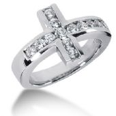 14K White Gold Round Brilliant Diamond Cross Anniversary Ring (0.94ctw.)