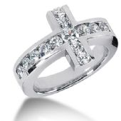 14K White Gold Cross Shaped Diamond Anniversary Ring (1.38ctw.)