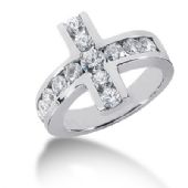 14K Horizontal Cross, Round Brilliant Diamond Anniversary Ring (1.25ctw.)