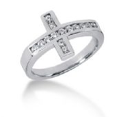 14K Cross Design Round Brilliant Diamond Anniversary Ring (0.28ctw.)