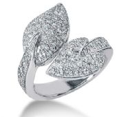14K Leaf Design Round Brilliant Diamond Anniversary Ring (1.22ctw.)