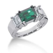 14K White Gold Emerald Diamond Anniversary Ring (1.32ctw.)
