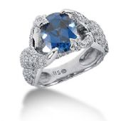 14K Oval Sapphire, Round Brilliant Star Clasped Ring (1.98ctw.)