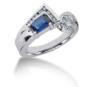 14K Round Brilliant Diamonds 'L' Shape around Sapphire (0.35ctw.)