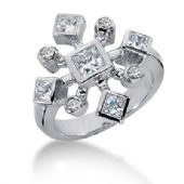 14K Sprinkled Bezel Set Princess Cut, Round Brilliant Diamonds (1.2ctw.)