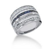 14K Mid Sapphire Princess Cut, Round Brilliant Diamonds (2.02ctw.)