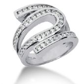 18K Wave Loop Design Round Brilliant Diamond Ring (1.48ctw.)