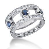 18K Open Faced Sapphire Round Brilliant Diamond Anniversary Ring (1.5ctw.)