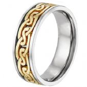 14k Gold Two Tone Celtic Wedding Band 4019