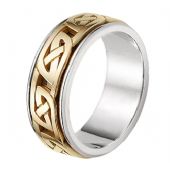 14k Gold Two Tone Celtic Knot Wedding Band 4017