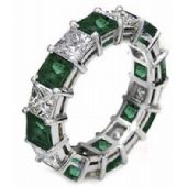 14k Shared Prong 2.70 Carat Emerald & Diamond Eternity Band